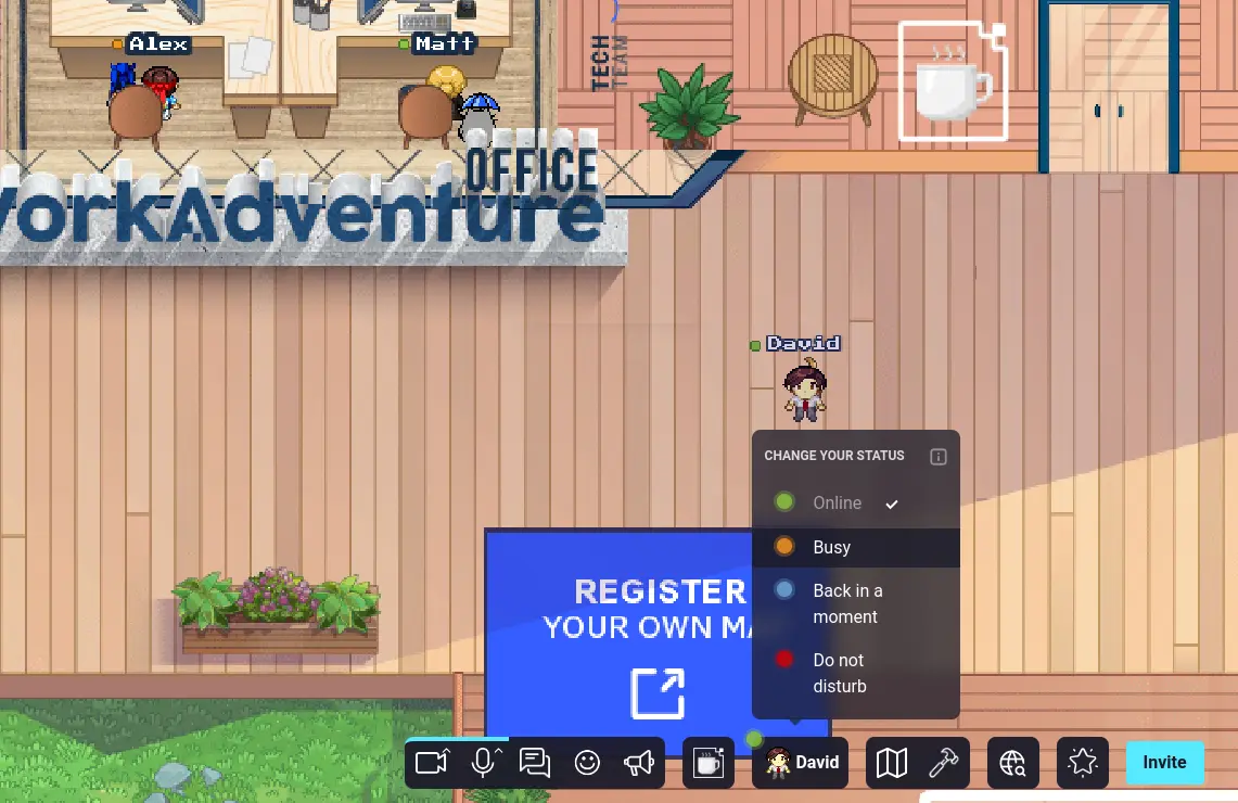 Screenshot of the status menu