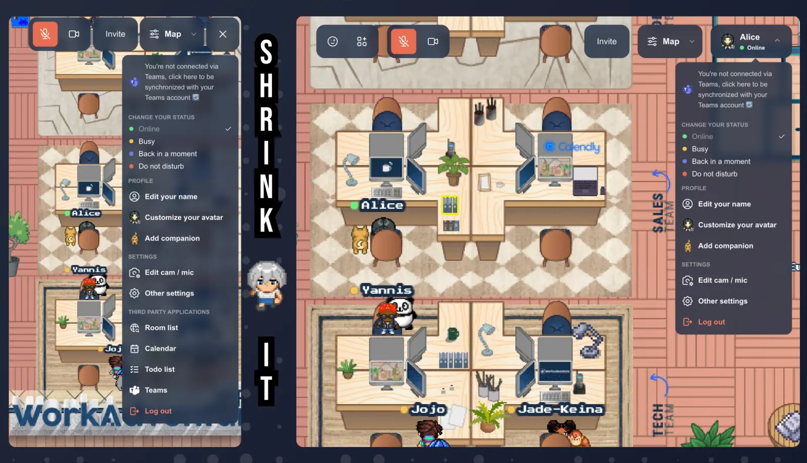 You can shrink your menu and the items of the action bar adapt to the new size.