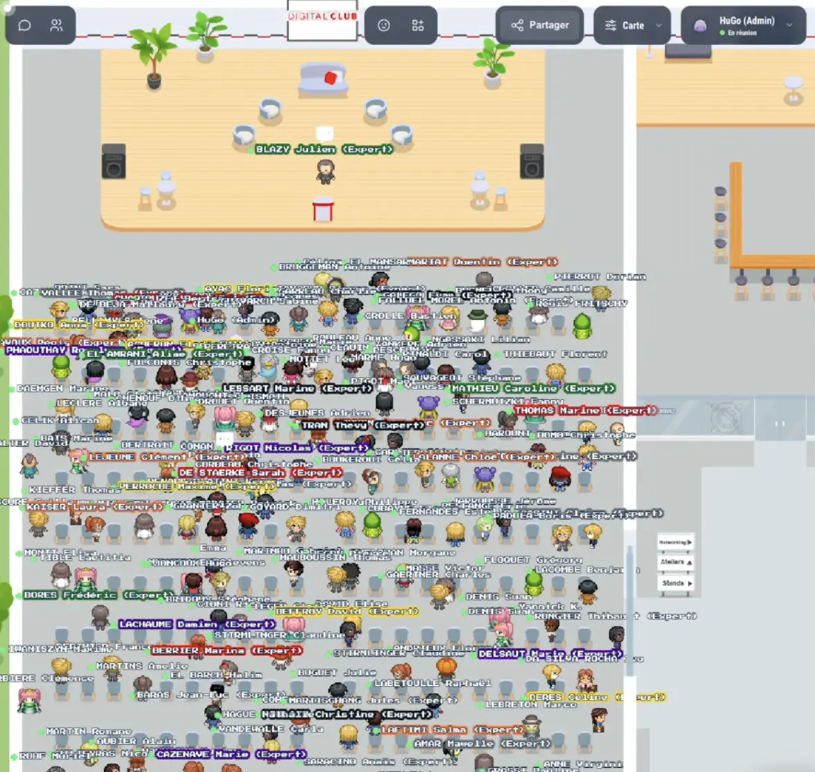 Podium and audience zones for conference-style events in WorkAdventure