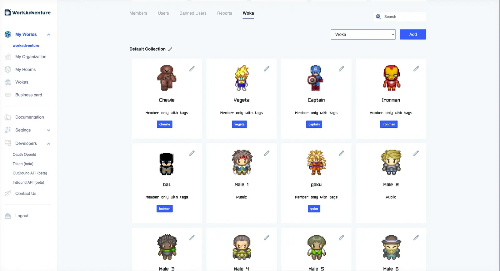 Administration page
