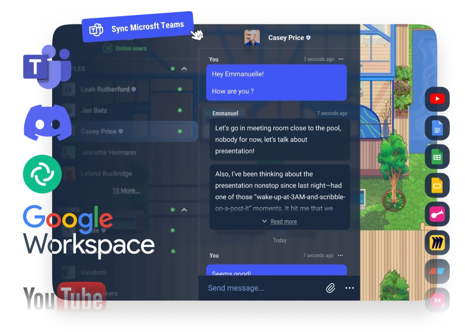 Virtual Office Microsoft Teams Integration, Slack, Discord and many more