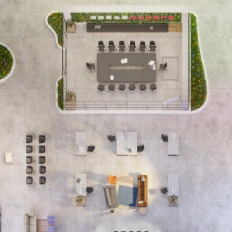 Futuristic virtual world example